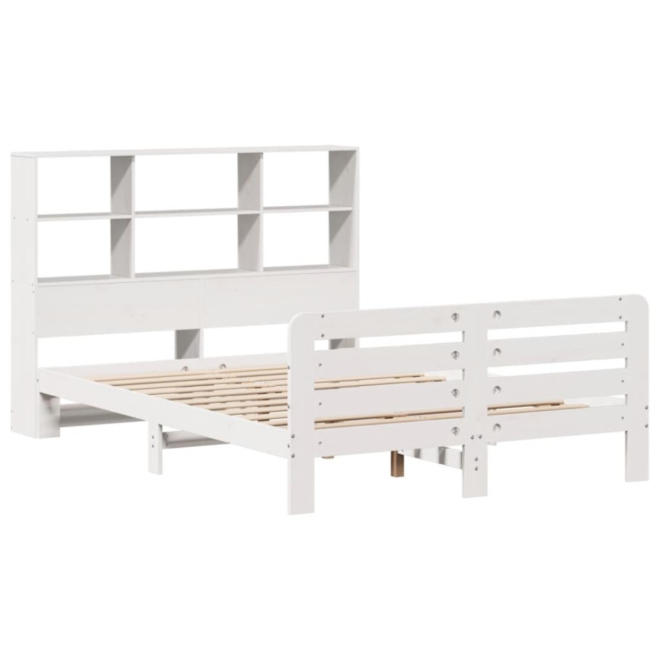 Estructura de cama sin colchón madera de pino blanca 150x200
