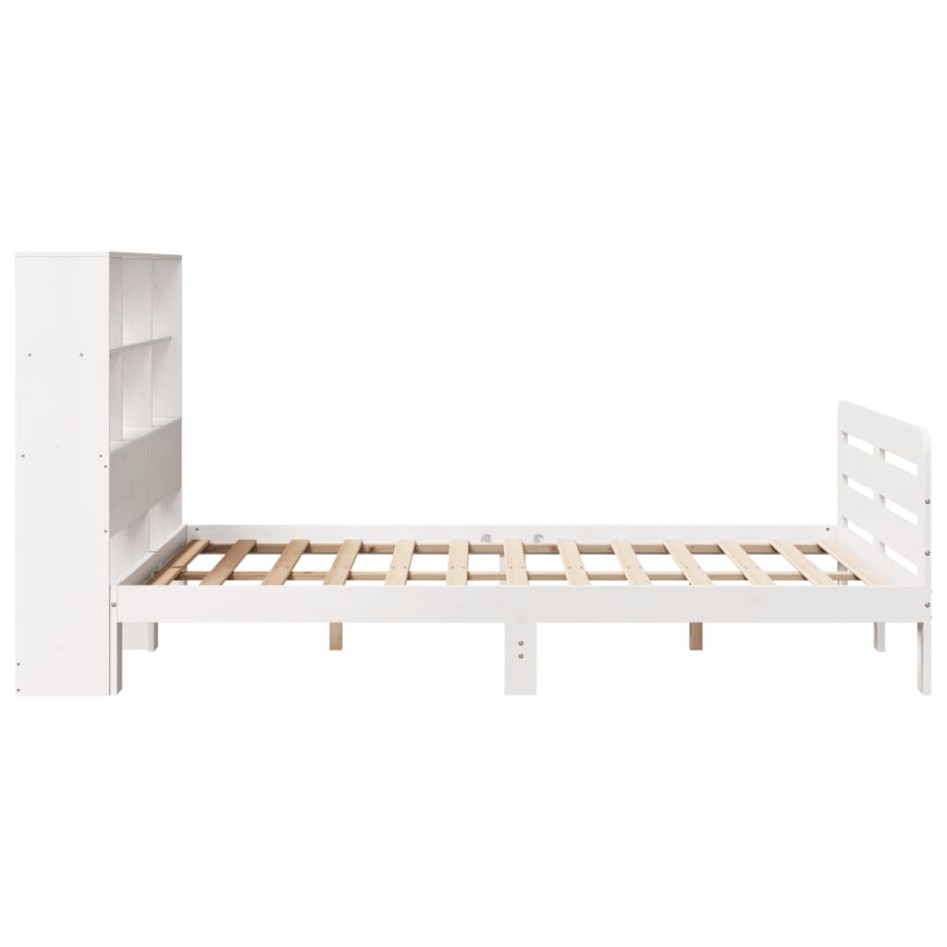Estructura de cama sin colchón madera de pino blanca 150x200