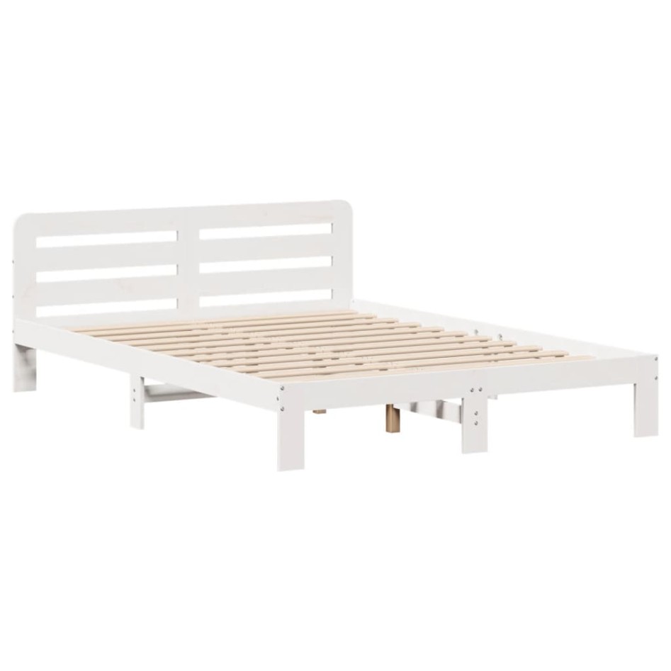Estructura de cama sin colchón madera de pino blanca 150x200