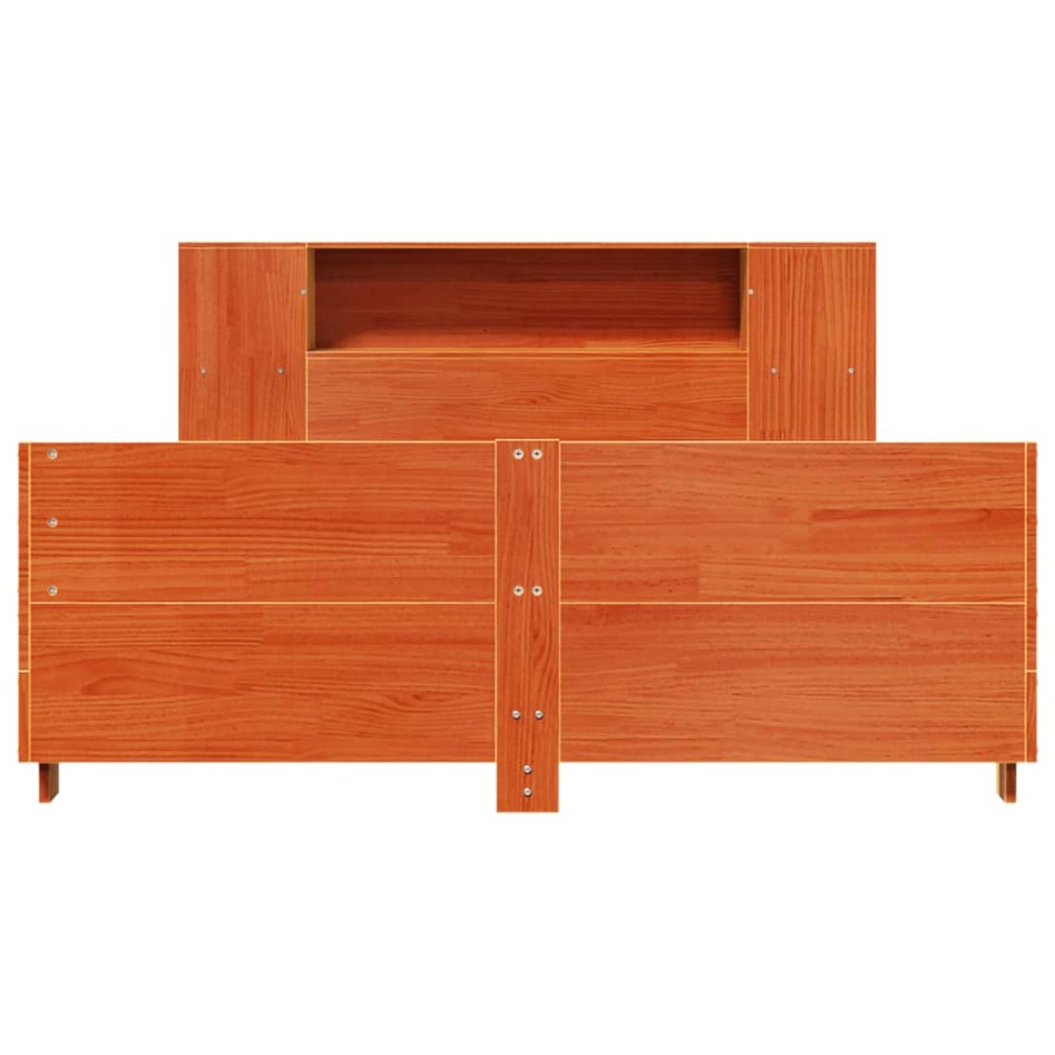 Estructura de cama sin colchón madera maciza marrón 135x190