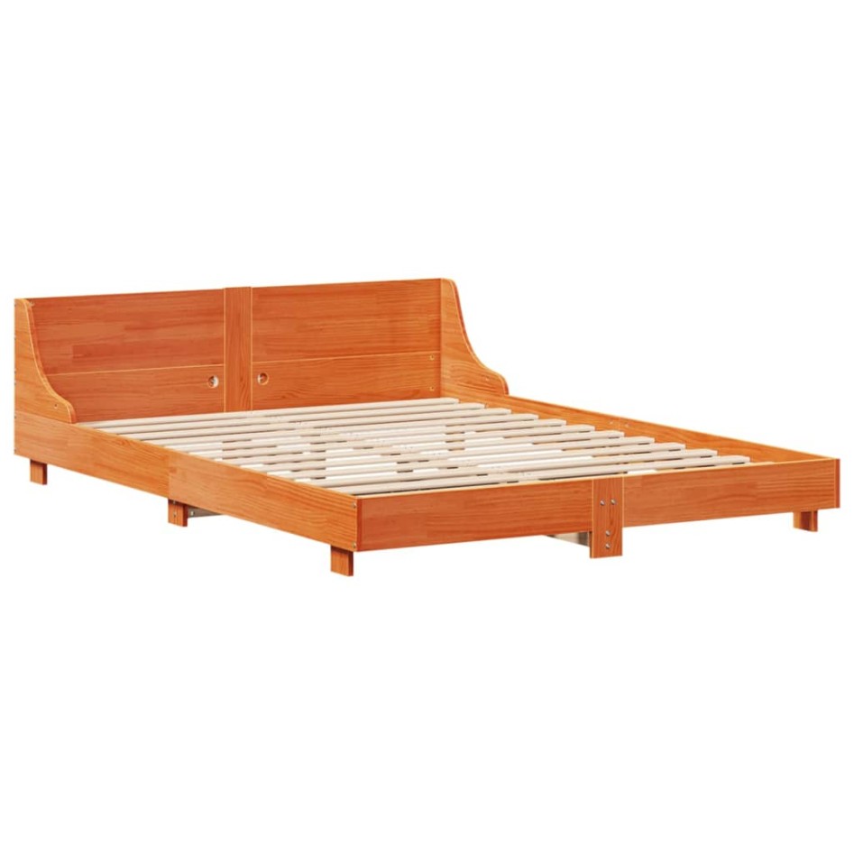 Estructura de cama sin colchón madera maciza marrón 135x190