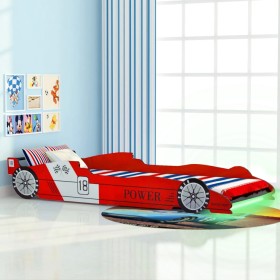Cama infantil con forma de coche carreras y LED  90x200 cm