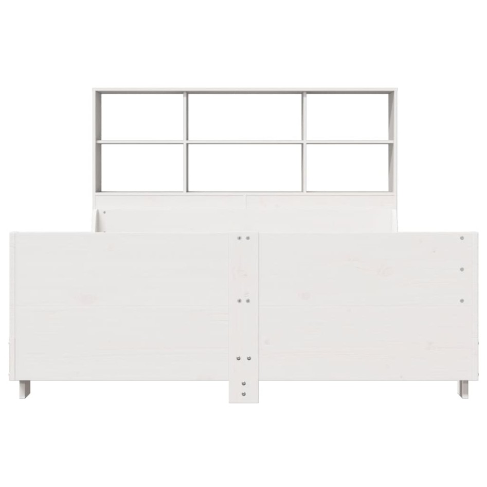 Cama con estantería sin colchón madera maciza blanca 160x200