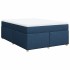 Cama box spring con colchón tela azul 160x200