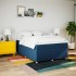 Cama box spring con colchón tela azul 160x200