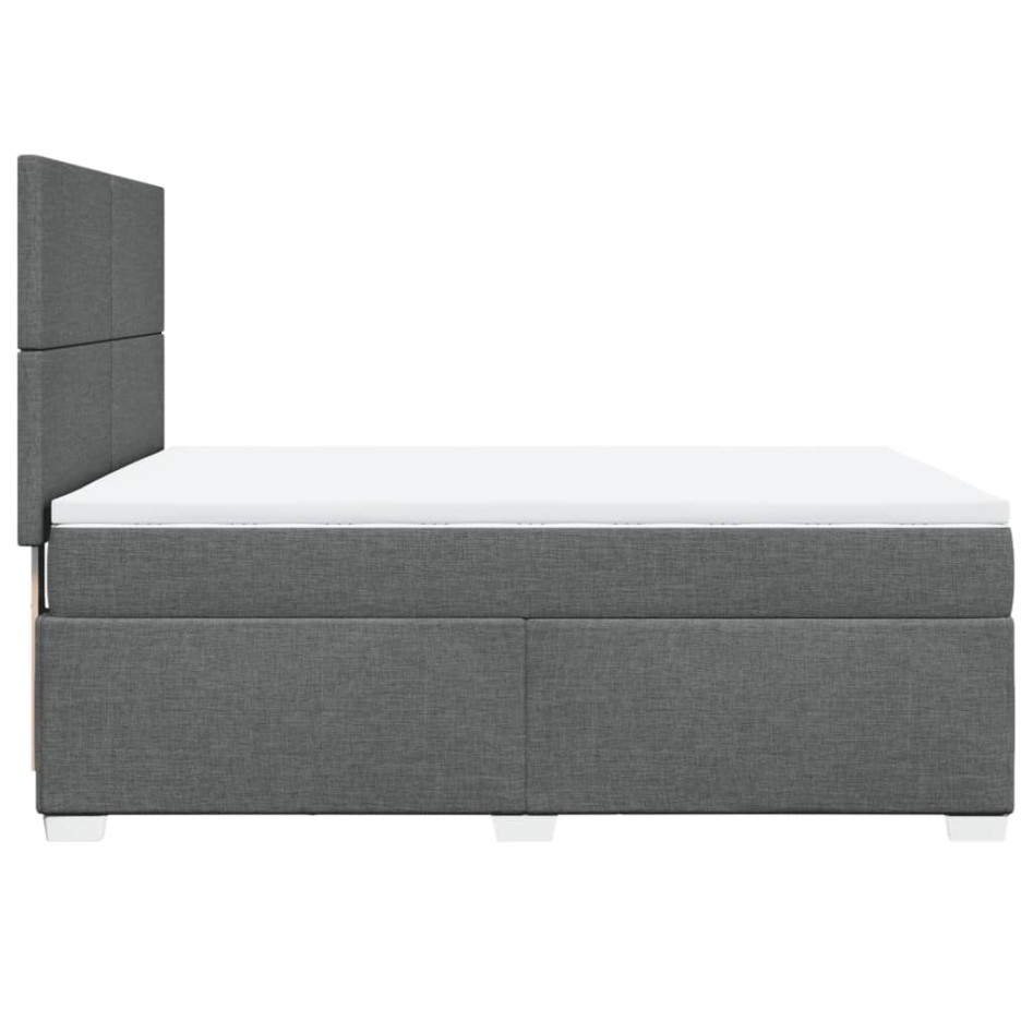 Cama box spring con colchón tela gris oscuro 140x200