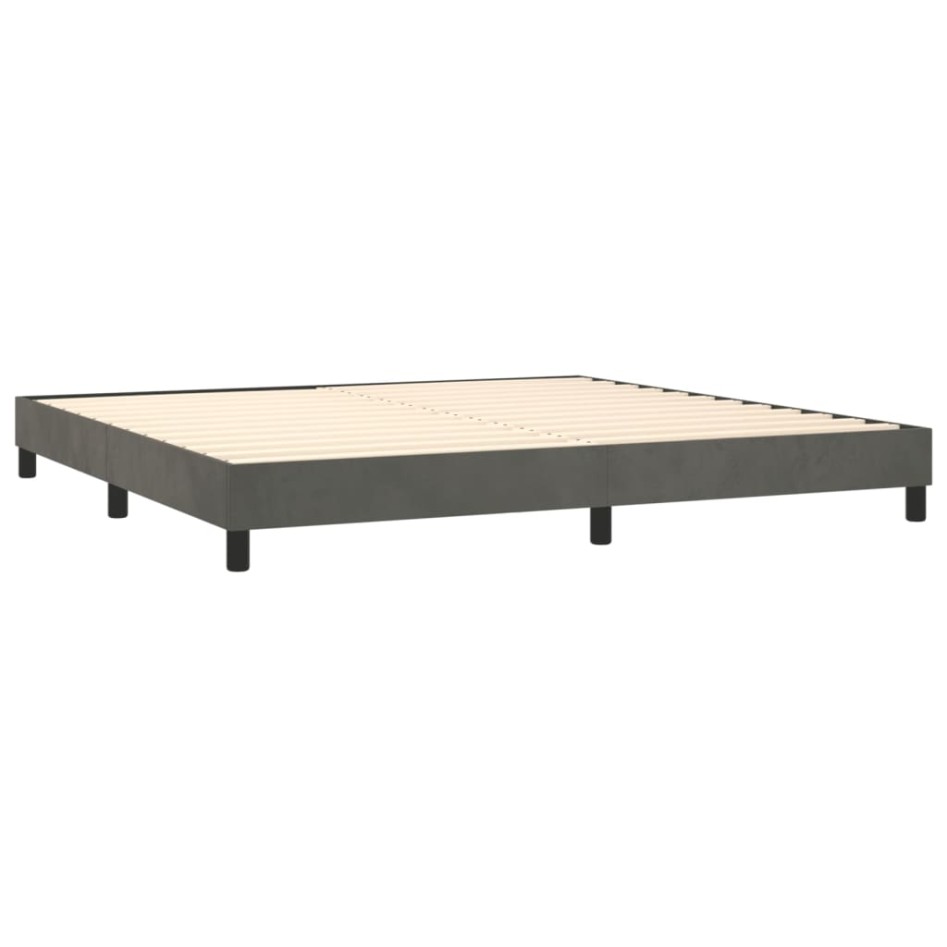 Cama box spring con colchón terciopelo gris oscuro 200x200