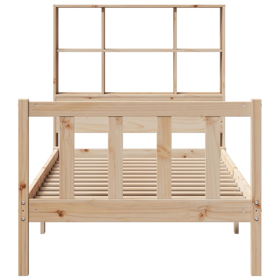 Cama con estantería sin colchón madera maciza de pino