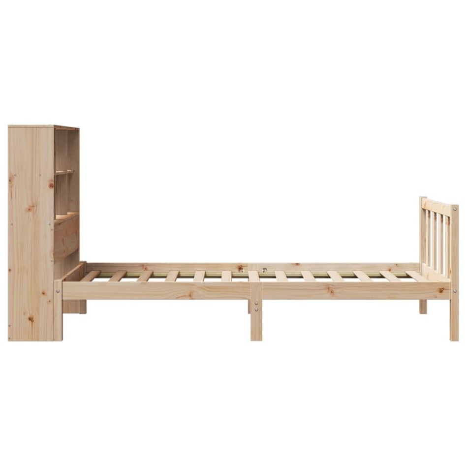 Cama con estantería sin colchón madera maciza de pino