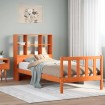 Cama con estantería sin colchón madera maciza marrón 75x190 cm
