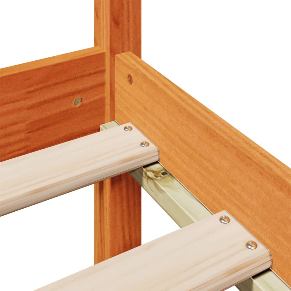 Cama con estantería sin colchón madera maciza marrón 75x190