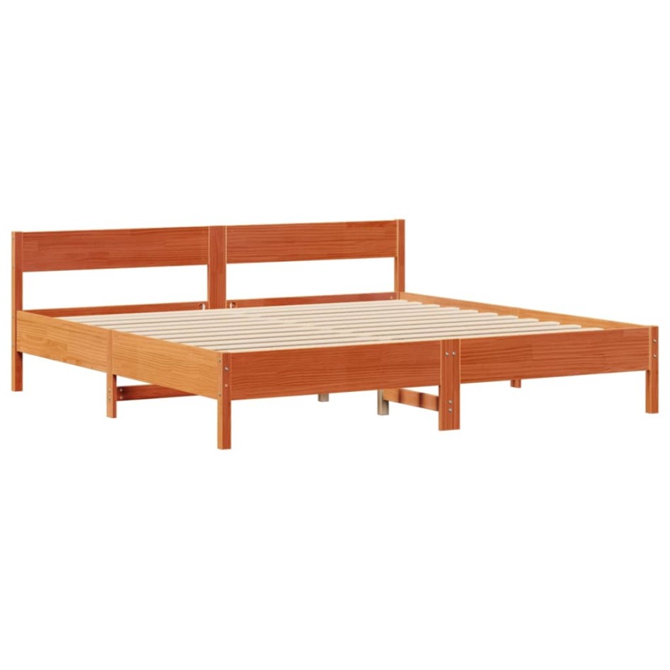 Cama con estantería sin colchón madera maciza marrón