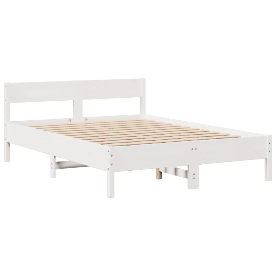 Cama con estantería sin colchón madera maciza blanca 160x200