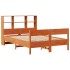 Cama con estantería sin colchón madera maciza marrón 140x200