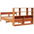 Cama con estantería sin colchón madera maciza marrón 140x200