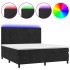 Cama box spring colchón y LED terciopelo negro 160x200