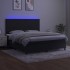 Cama box spring colchón y LED terciopelo negro 160x200