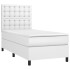 Cama box spring y colchón LED cuero sintético blanco 90x200