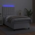 Cama box spring y colchón LED cuero sintético blanco 90x200