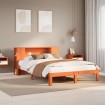 Cama con estantería sin colchón madera maciza marrón 120x200cm