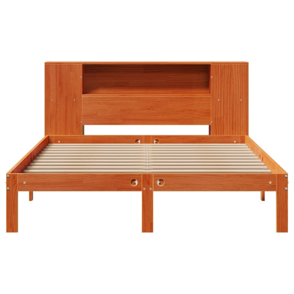Cama con estantería sin colchón madera maciza marrón