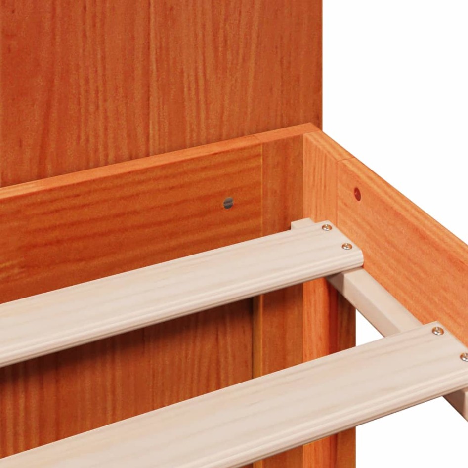 Cama con estantería sin colchón madera maciza marrón