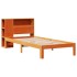 Cama con estantería sin colchón madera maciza marrón 75x190