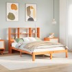 Cama con estantería sin colchón madera maciza marrón 135x190cm
