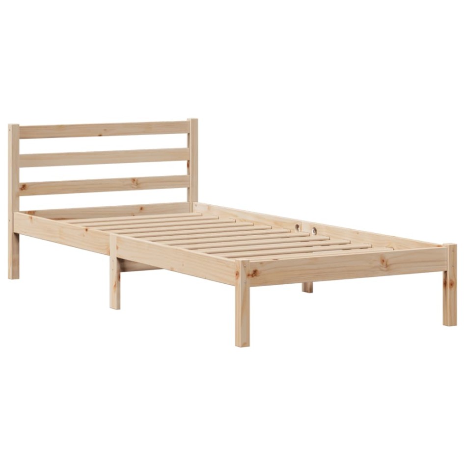 Cama con estantería sin colchón madera maciza de pino 75x190