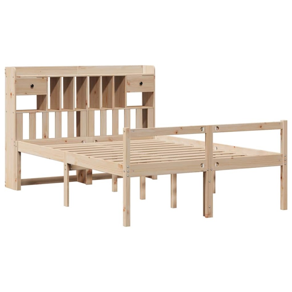 Cama con estantería sin colchón madera maciza de pino