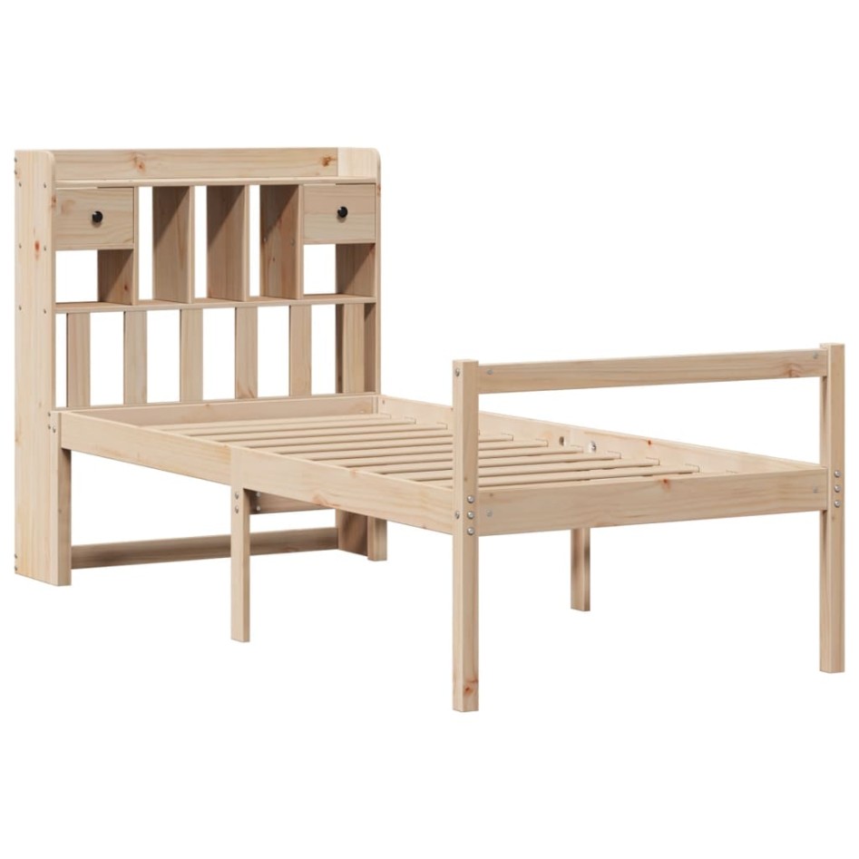 Cama con estantería sin colchón madera maciza de pino