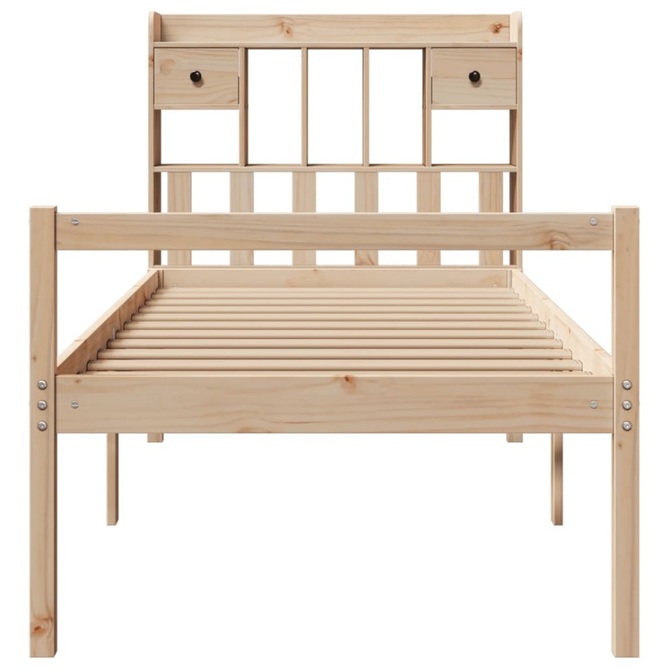 Cama con estantería sin colchón madera maciza de pino