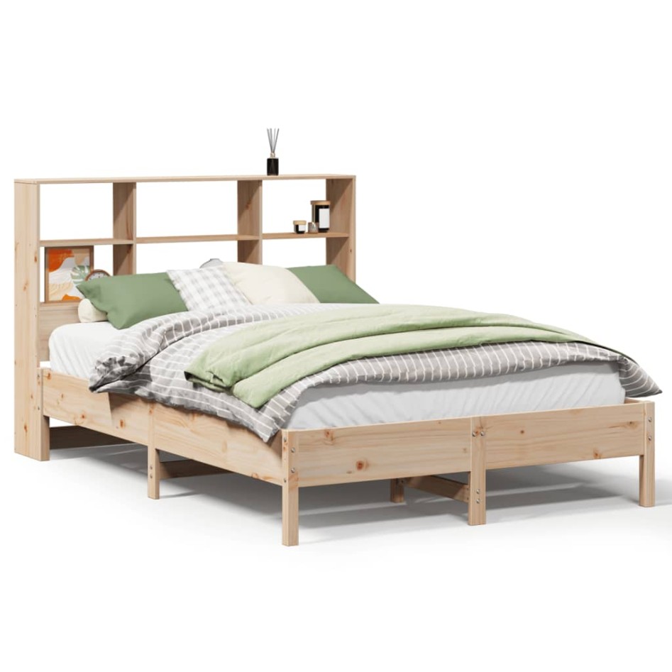Cama con estantería sin colchón madera maciza de pino