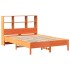 Cama con estantería sin colchón madera maciza marrón 140x200