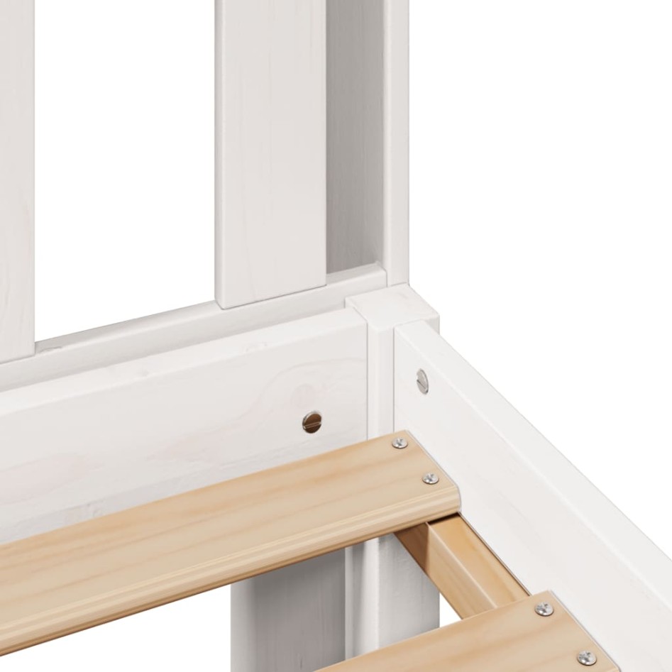 Cama con estantería sin colchón madera maciza blanca 150x200