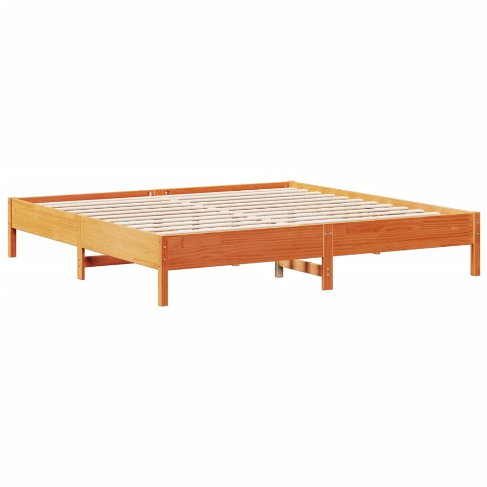 Cama con estantería sin colchón madera maciza marrón