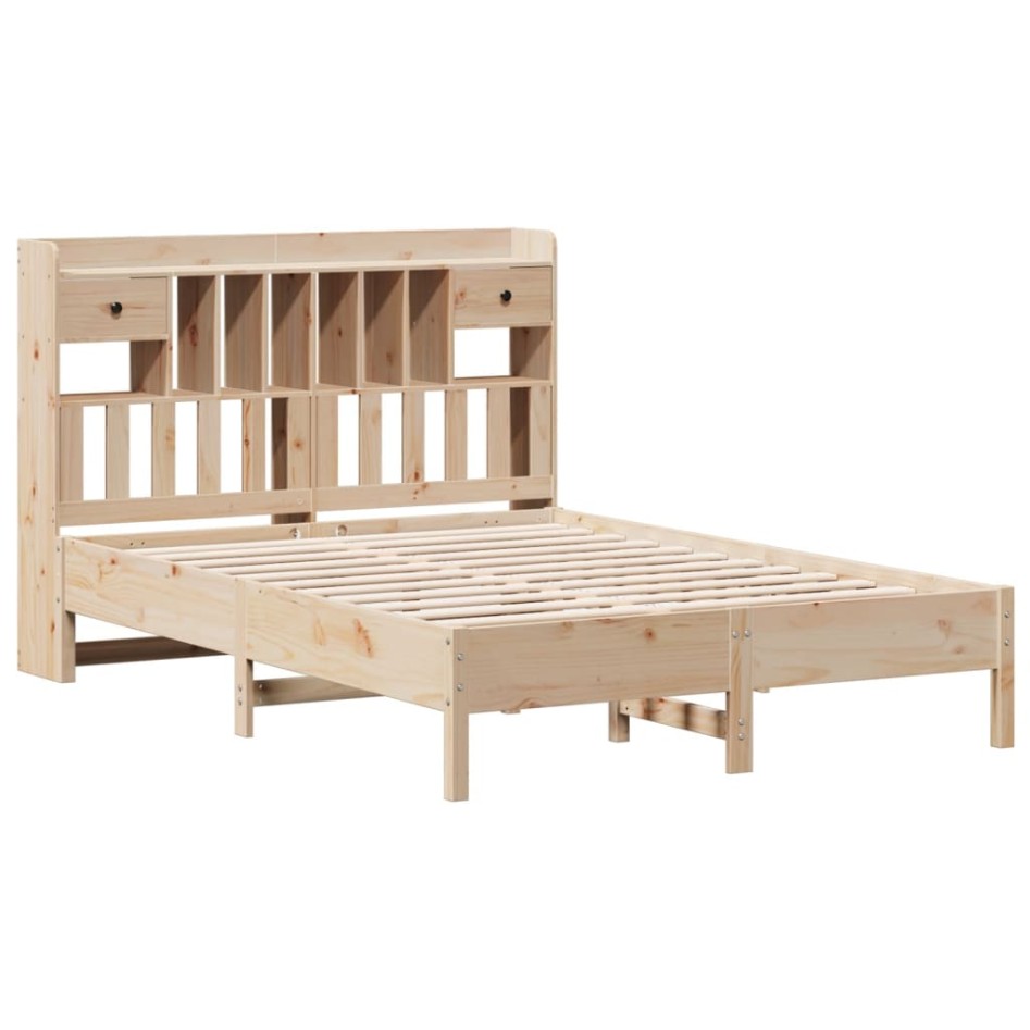Cama con estantería sin colchón madera maciza de pino