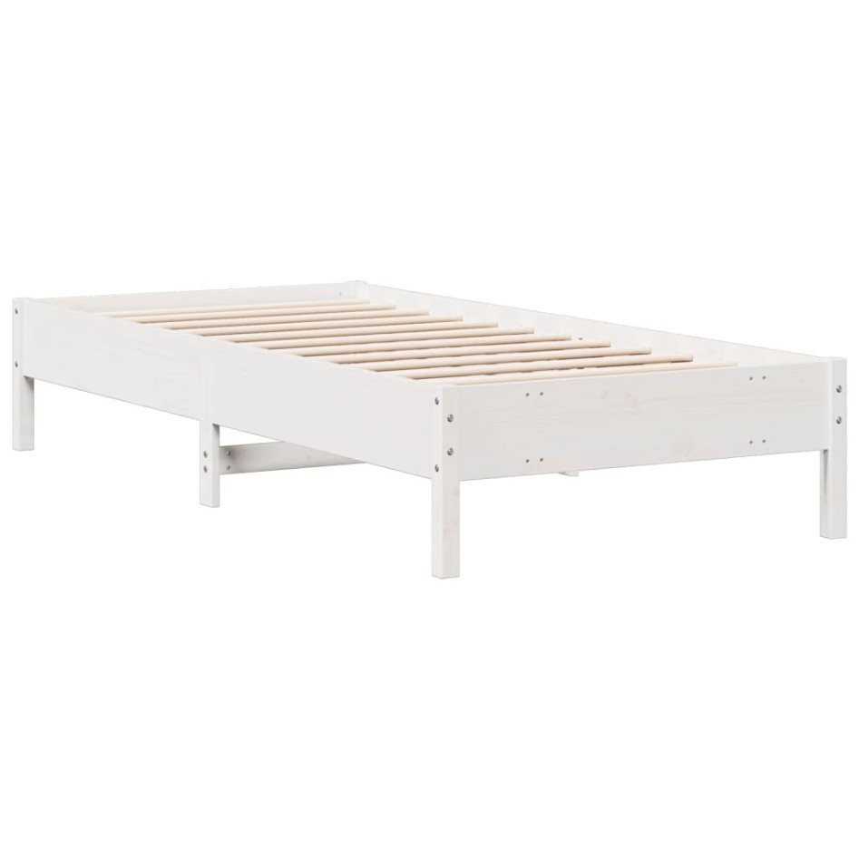 Cama con estantería sin colchón madera maciza blanca 100x200