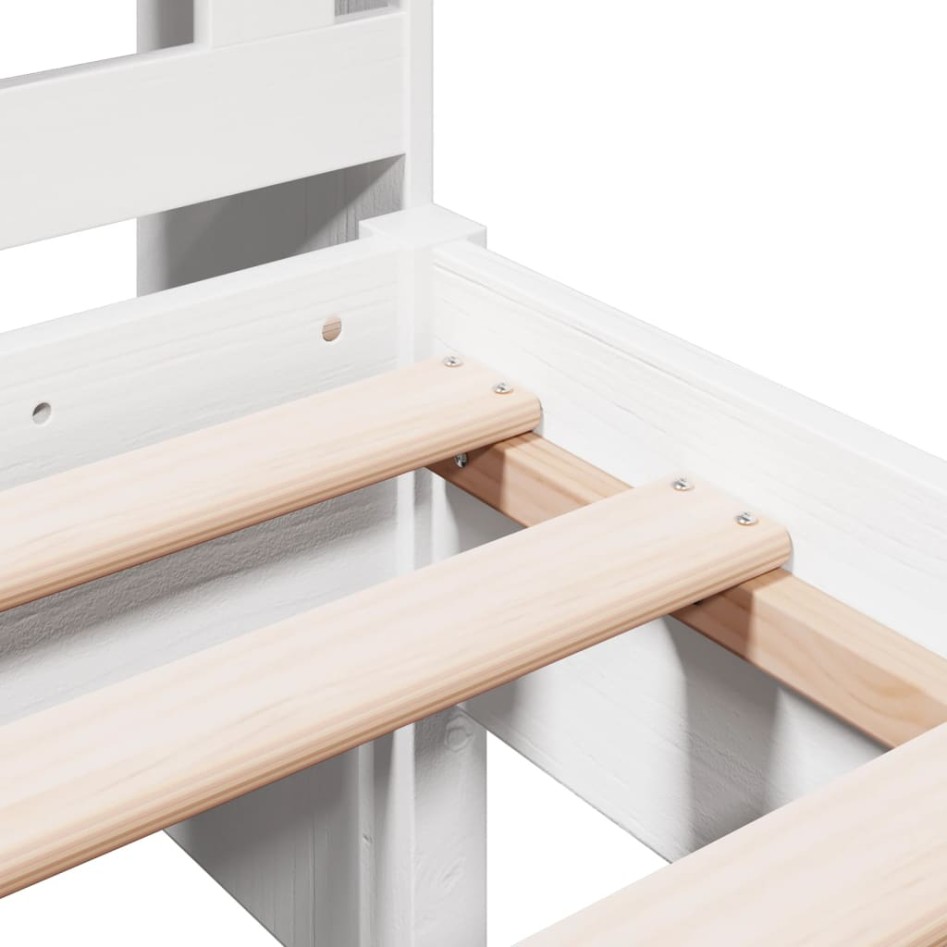 Cama con estantería sin colchón madera maciza blanca 100x200