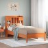 Cama con estantería sin colchón madera maciza marrón 75x190