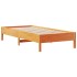 Cama con estantería sin colchón madera maciza marrón 75x190
