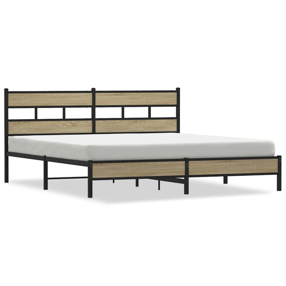 Estructura de cama sin colchón metal roble Sonoma 200x200