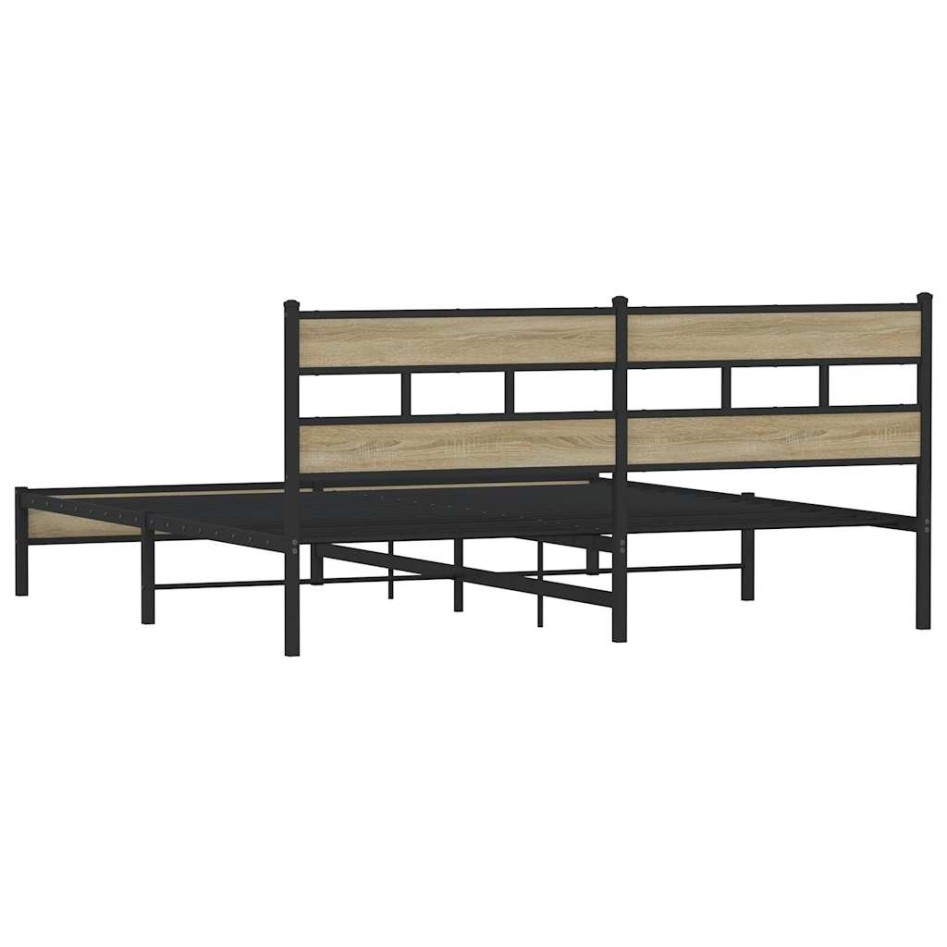 Estructura de cama sin colchón metal roble Sonoma 200x200