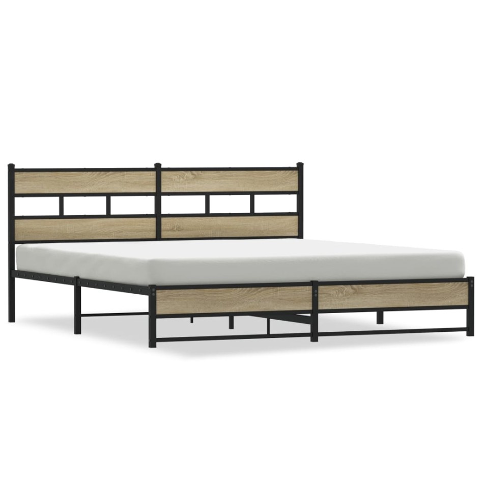 Estructura de cama sin colchón metal roble Sonoma 200x200