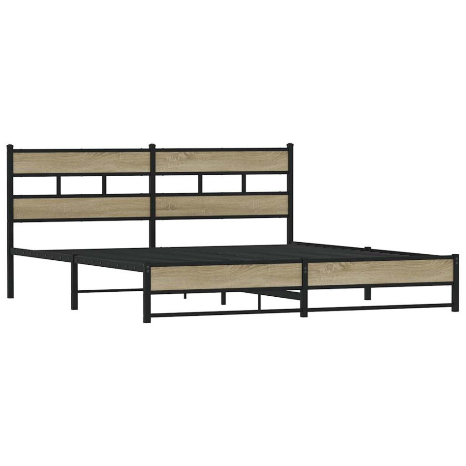 Estructura de cama sin colchón metal roble Sonoma 200x200