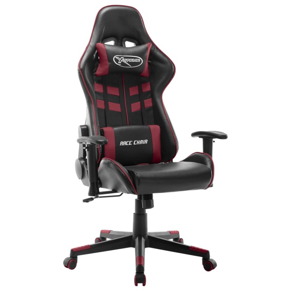 Silla de gaming de cuero sintético negro y rojo