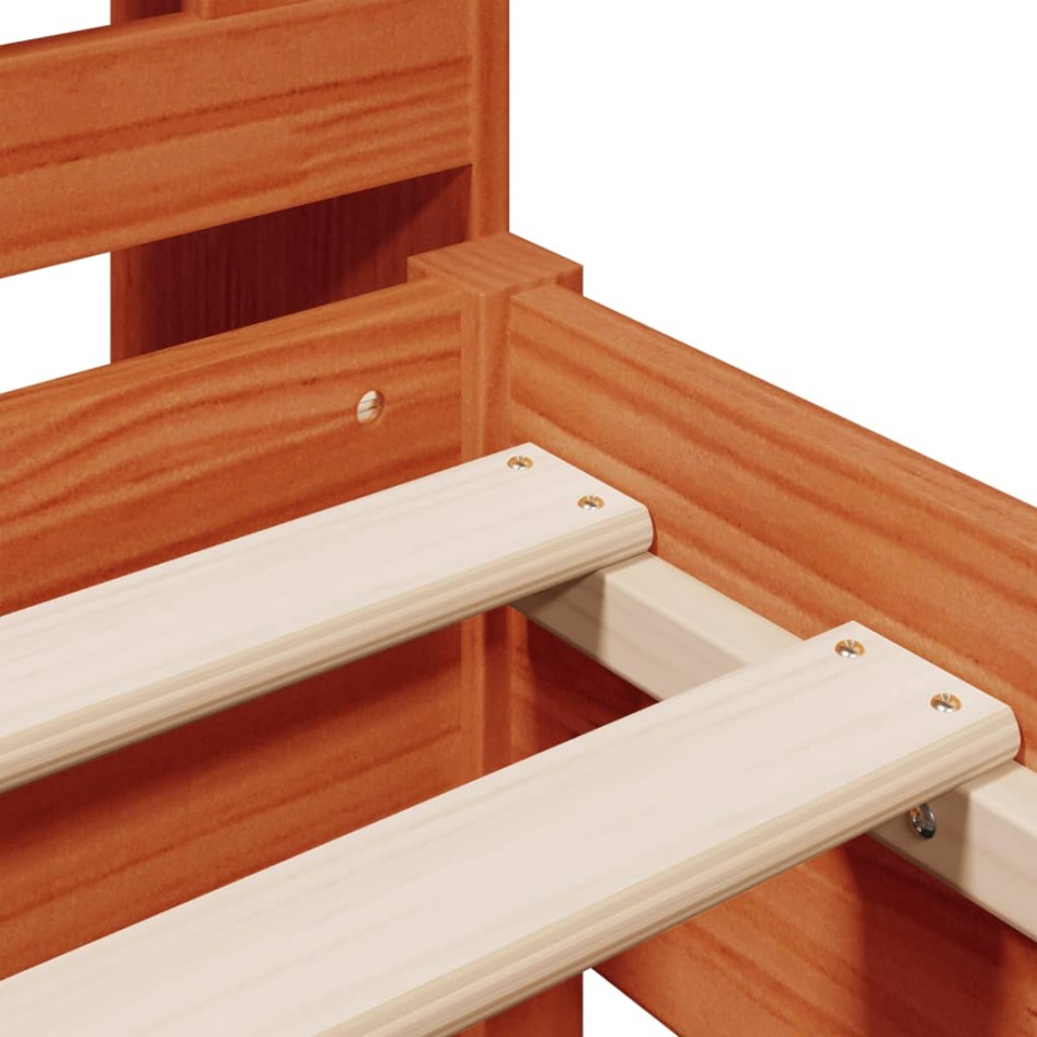 Cama con estantería sin colchón madera maciza marrón 100x200