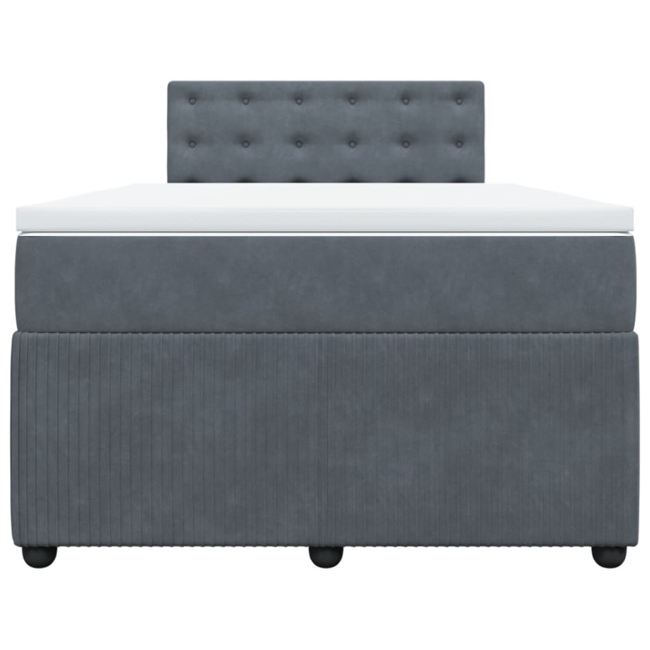 Cama box spring con colchón terciopelo gris oscuro 120x200