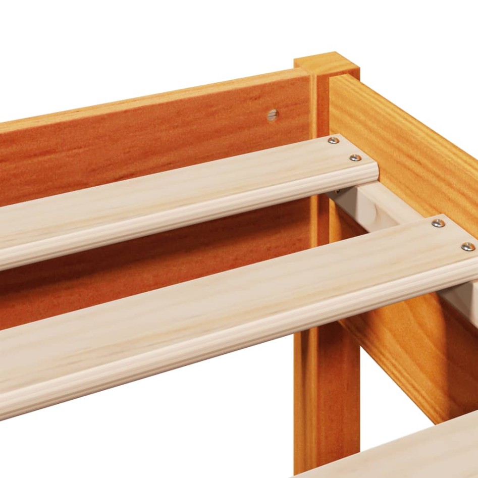 Cama sin colchón madera maciza de pino marrón cera 140x190