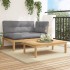 Set de sofás de palets de jardín y cojines 2 pzas madera